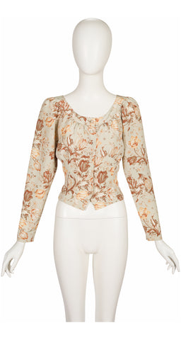 1990s Tulip Print Long Sleeve Blouse