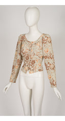 1990s Tulip Print Long Sleeve Blouse