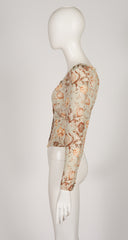 1990s Tulip Print Long Sleeve Blouse