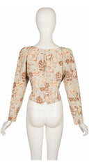 1990s Tulip Print Long Sleeve Blouse