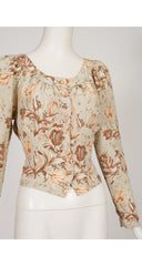 1990s Tulip Print Long Sleeve Blouse