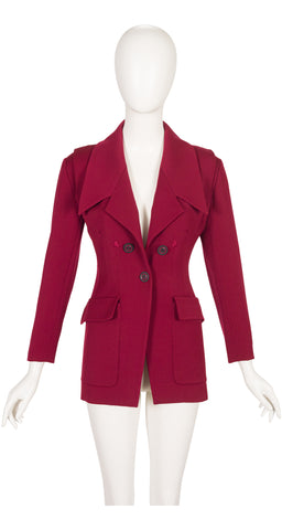 1992-93 F/W Burgundy Gabardine Pointed Lapel Blazer
