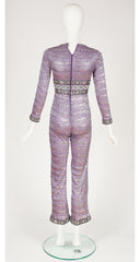 1960s Silver Lurex Purple Jumpsuit
