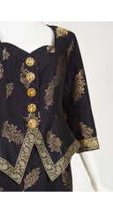 1990s Gold Metallic Paisley Brocade Skirt Suit