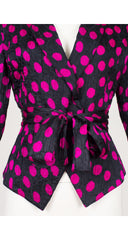 1980s Black & Fuchsia Polka Dot Silk Jacquard Blazer