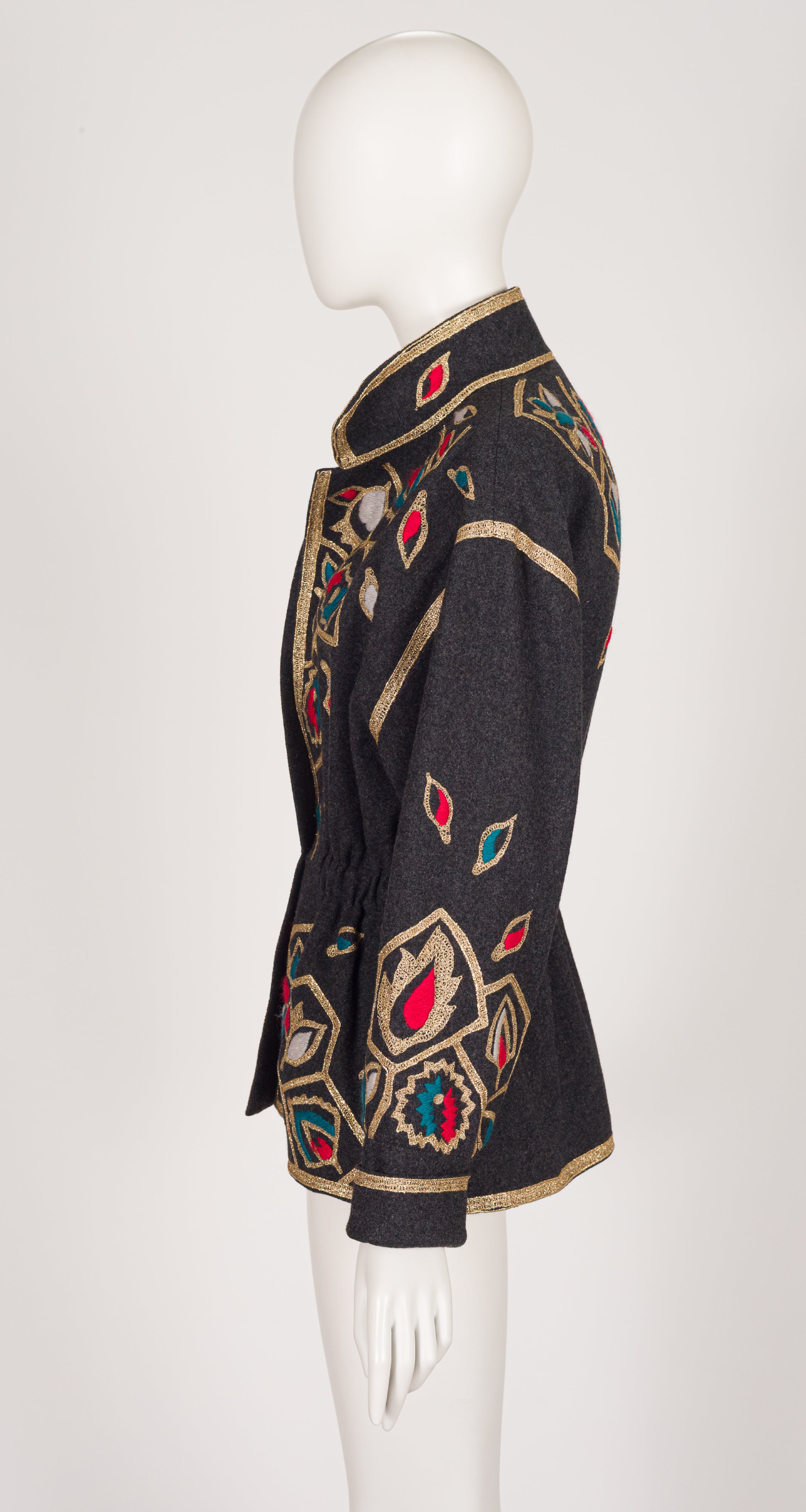 1981-82 F/W Metallic Gold Embroidered Gray Wool Jacket