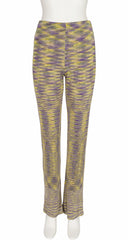 2000s Space Dyed Purple & Yellow Viscose Knit Pants