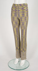 2000s Space Dyed Purple & Yellow Viscose Knit Pants