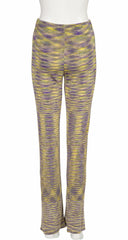 2000s Space Dyed Purple & Yellow Viscose Knit Pants