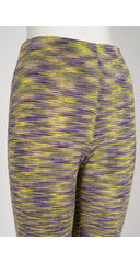 2000s Space Dyed Purple & Yellow Viscose Knit Pants