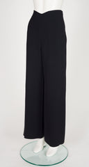 1990s Black Silk Crepe Wide-Leg Trousers