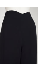 1990s Black Silk Crepe Wide-Leg Trousers