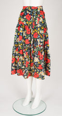 1974 S/S Runway Floral Cotton Tiered Midi Skirt