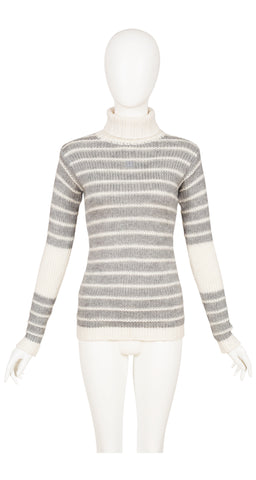 1970s Logo Striped Knit Turtleneck Sweater