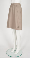 1988-89 F/W Taupe Wool Faux Wrap Skirt