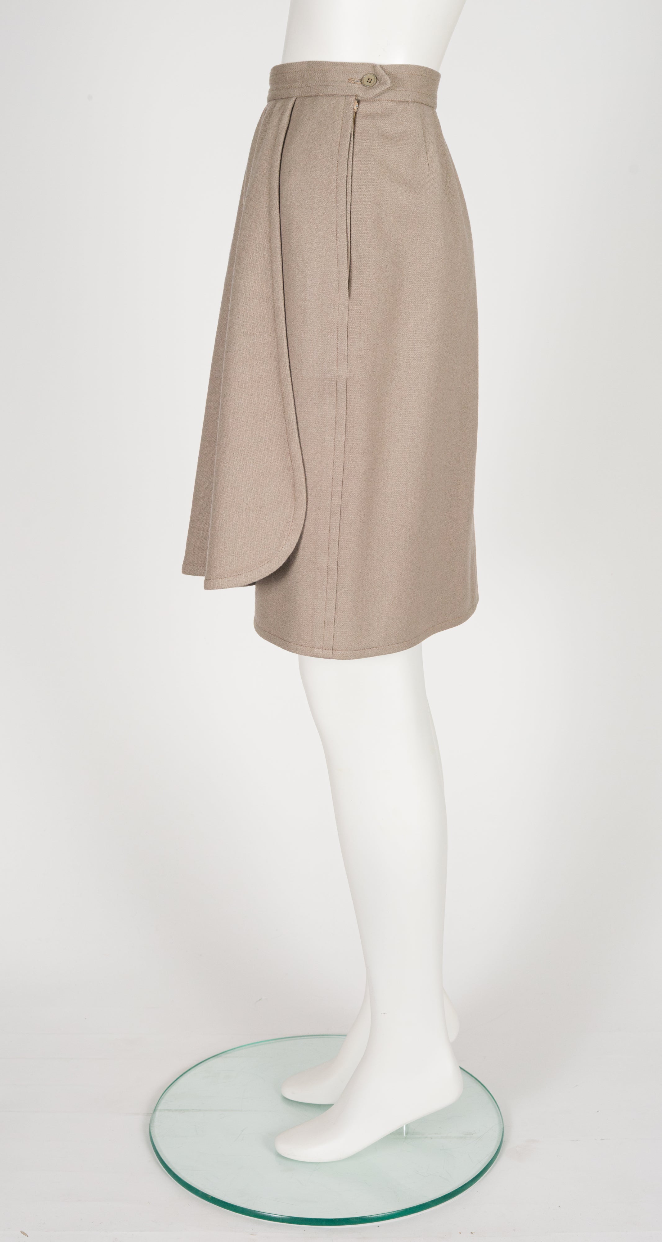 1988-89 F/W Taupe Wool Faux Wrap Skirt
