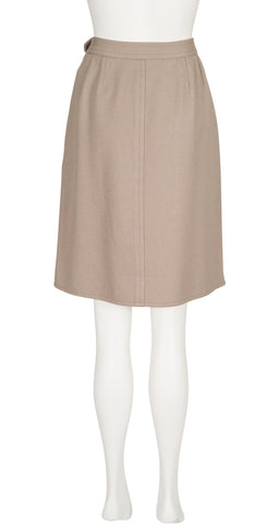 1988-89 F/W Taupe Wool Faux Wrap Skirt