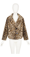 1960s Leopard Print Faux Fur Collared Jacket