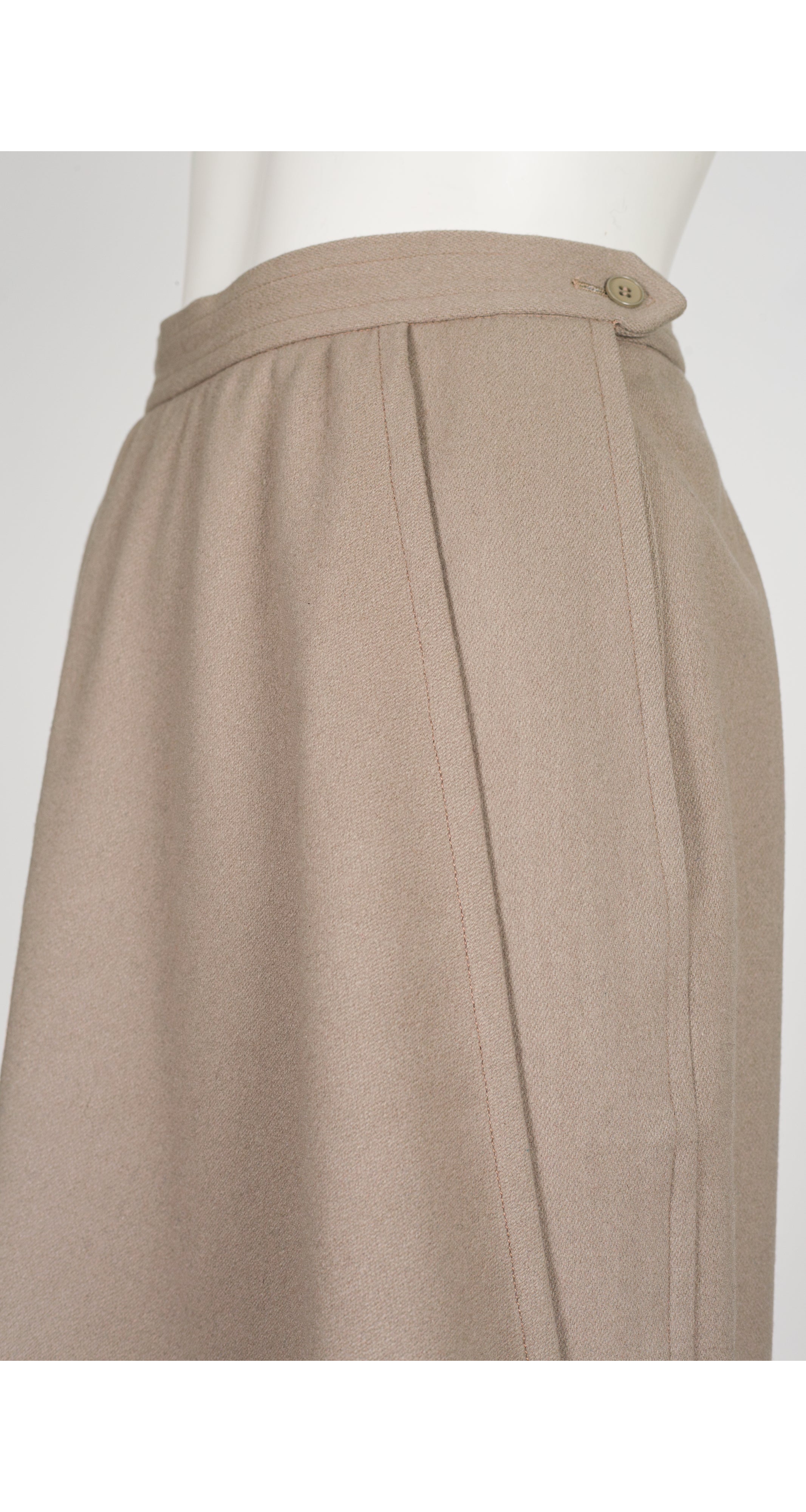 1988-89 F/W Taupe Wool Faux Wrap Skirt