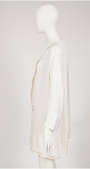 1980s White Rayon Oversized Double-Breasted Jacket