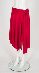 1990s Red Jersey Handkerchief Hem Convertible Dress