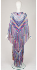 2002 Chevron Rayon Knit Fringe Maxi Dress & Shawl