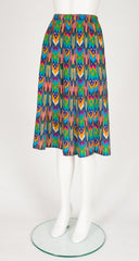 1980 F/W Runway Ikat Print Wool Challis Pleated Skirt