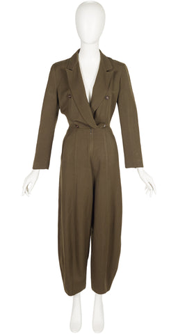 1989-90 F/W Army Green Wool Double-Breasted Jumpsuit