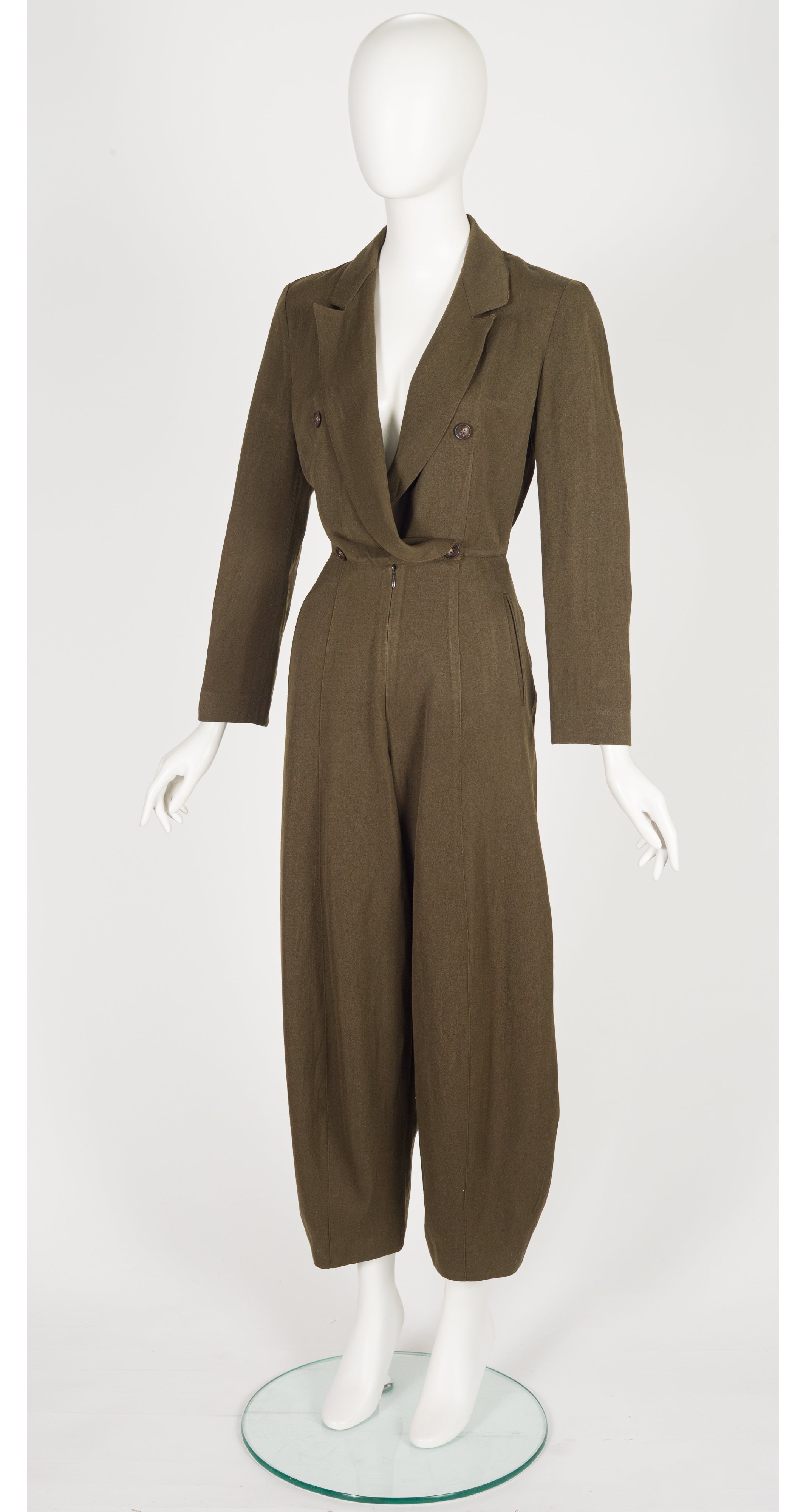 1989-90 F/W Army Green Wool Double-Breasted Jumpsuit