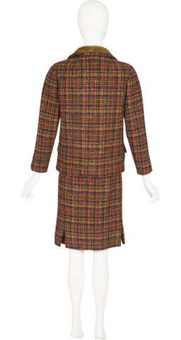 1960s Bouclé Wool Velvet Collar Skirt Suit