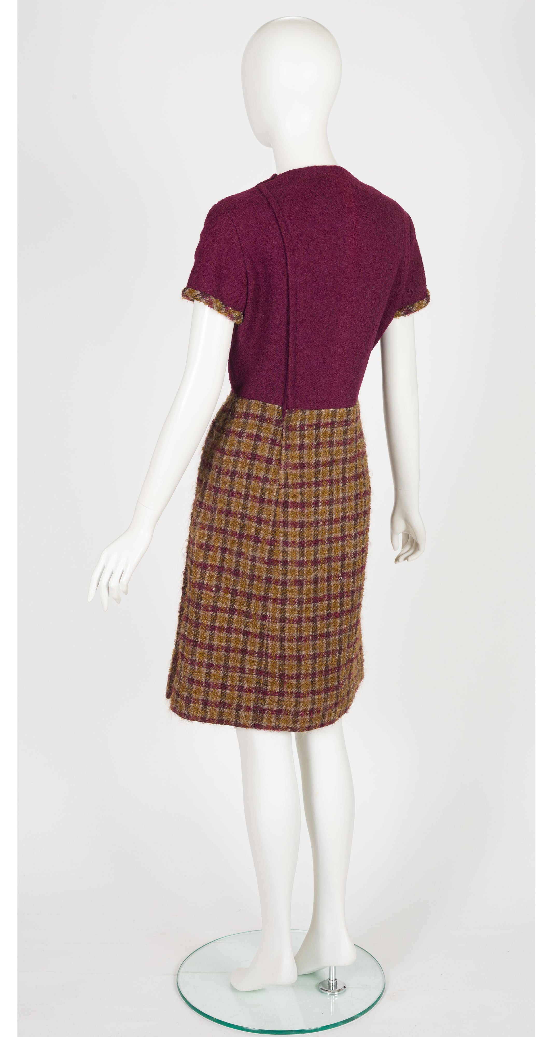 1960s Demi-Couture Plaid Bouclé Wool Dress & Jacket Set