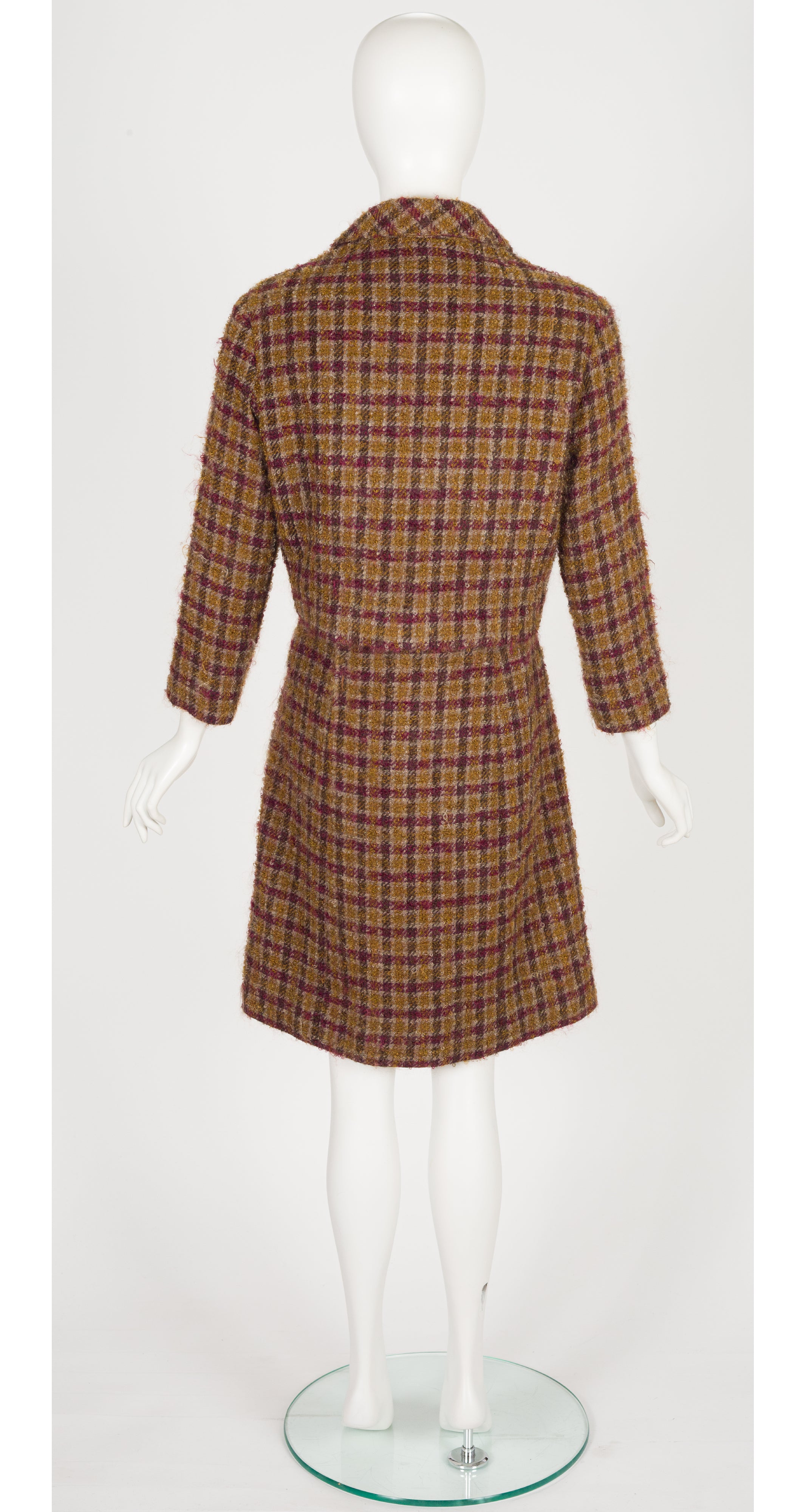 1960s Demi-Couture Plaid Bouclé Wool Dress & Jacket Set