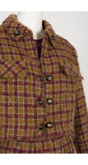 1960s Demi-Couture Plaid Bouclé Wool Dress & Jacket Set
