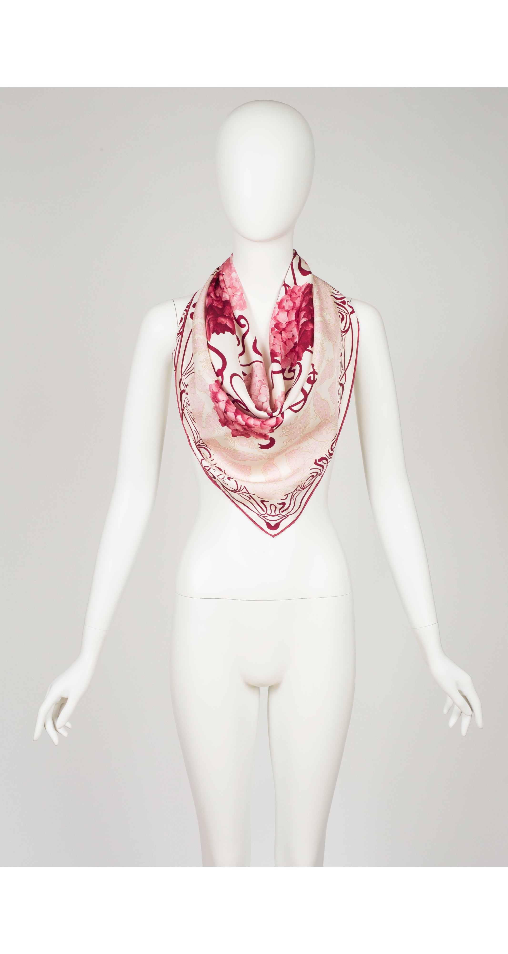 Christian Dior 1990s Art Nouveau Hydrangea Print Silk Twill Scarf –  Featherstone Vintage