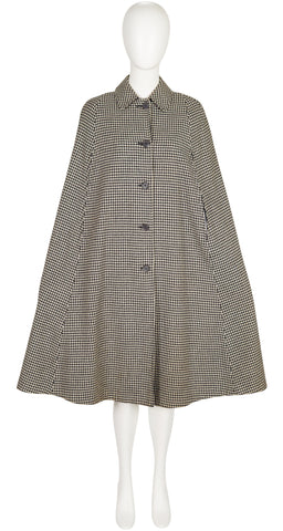 1970s Houndstooth Wool & Cotton Reversible Cape