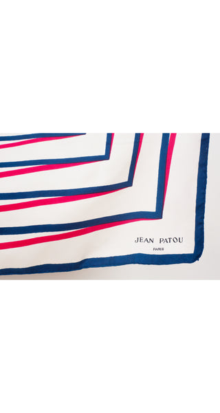 Foulard Carré En Soie Jean Patou – Vintage Années 50 – Op-art, Vert – État Vintage Avec Traces