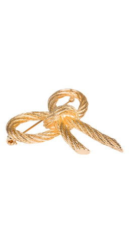 1980s Gold-Tone Rope Bow Brooch