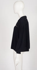 1970s Signature Black Wool Knit Balloon Sleeve