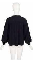 1970s Signature Black Wool Knit Balloon Sleeve