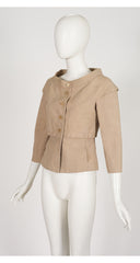 2000s Beige Linen Boat Neck Layered Jacket
