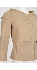 2000s Beige Linen Boat Neck Layered Jacket