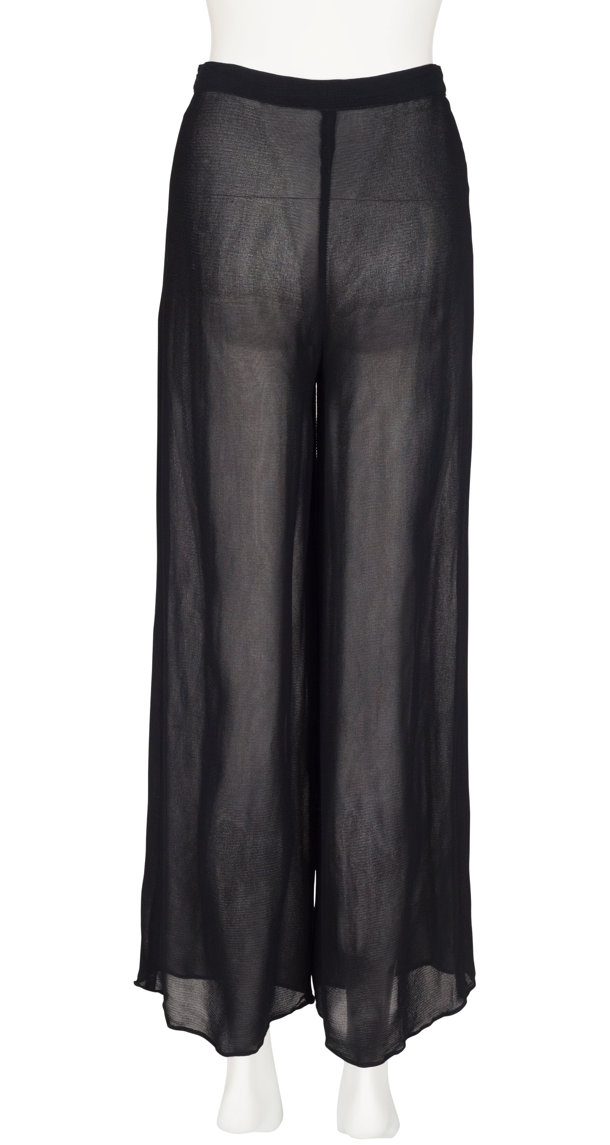 Sonia Rykiel 1990s Sheer Black Rayon Wide-Leg Pants – Featherstone Vintage