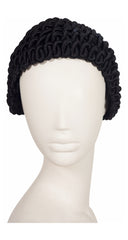 1950s Black Braided Rope Cloche Hat