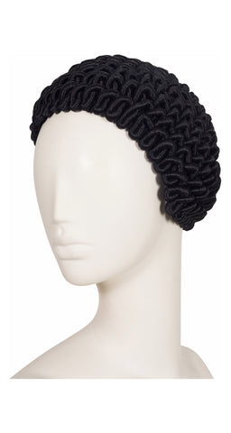 1950s Black Braided Rope Cloche Hat