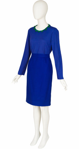 1991-92 F/W Blue Wool Ribbon Trim Three-Piece Skirt Suit
