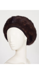 1960s Brown Mink Fur Oversized Beret