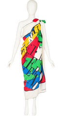 1980s 51" Mondrian Color-Block Silk Scarf