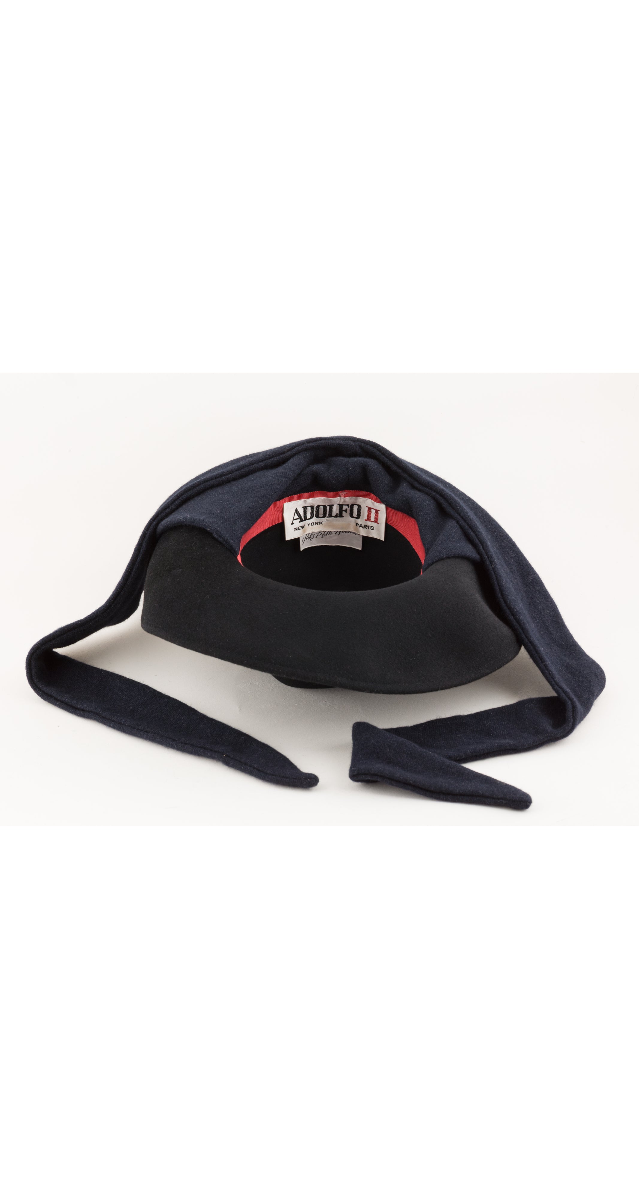 1970s Black Wool Felt Wide Brim Scarf Hat