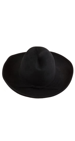1970s Black Wool Felt Wide Brim Scarf Hat