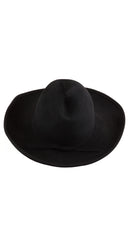 1970s Black Wool Felt Wide Brim Scarf Hat